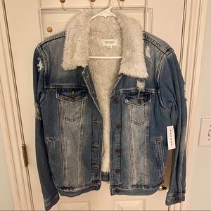 Sherpa distressed jean jacket